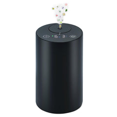 Huvama Waterless Diffuser front view, sleek black aluminum design adds elegance.