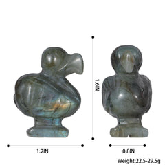 Hxswkk Labradorite dodo bird detail, enhances shelf aesthetics and crystal collection.