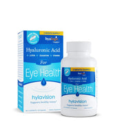 HylaVision by Hyalogic bottle cap close-up highlights convenient daily eye support.