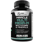 Hybrid Nutraceuticals MEGA-M multivitamin bottle showing daily energy and immunity support