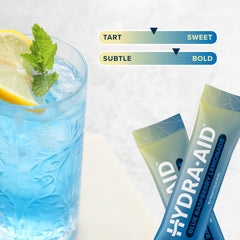 HYDRA AID packaging shows 14 sticks for convenient travel and daily use.