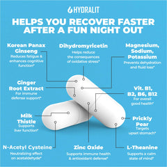 Hydralit electrolytes hydration glass scene highlighting refreshment after a night out.