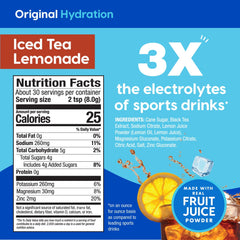 Hydrant mixing in a glass for rapid hydration after activity