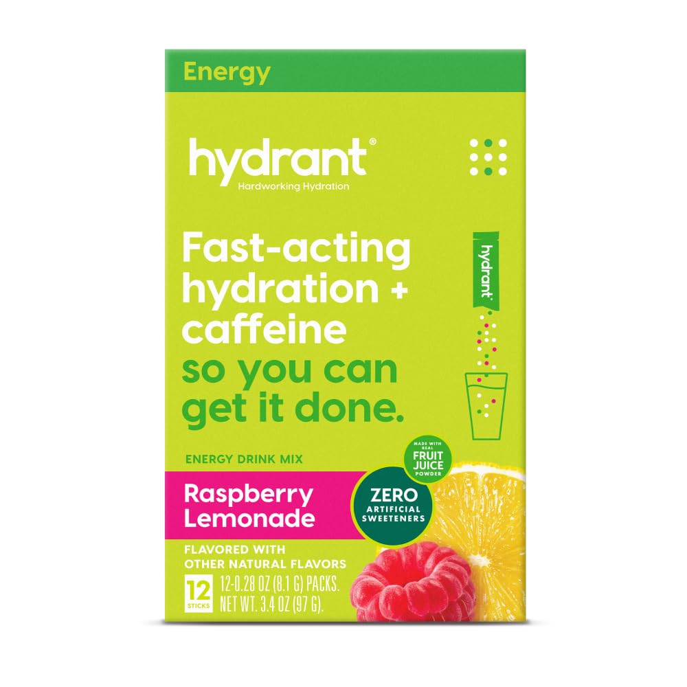 HYDRANT Raspberry Lemonade energy powder packet front for easy daily hydration