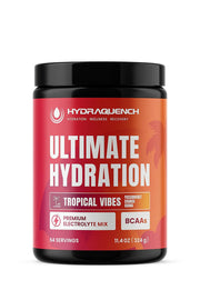 HydraQuench Ultimate Hydration bottle front with premium hydration formula for workouts