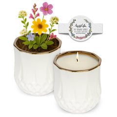 Hyggelight Astrid coffee-cream scent candle in white ceramic pot, cozy ambiance