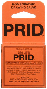 Hyland's PRID drawing salve pack front view with two tubes for convenient minor skin care.