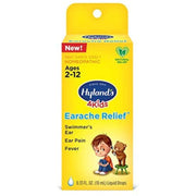 Hyland's Swimmers Ear Relief for Kids bottle shown, supports temporary earache symptom relief after diagnosis