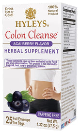 Hyleys Colon Cleanse Tea Acai Berry box for gentle gut support