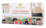 Hyleys Colon Cleanse Tea front label showing assorted flavors for gentle digestion.