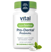 Hyperbiotics Vital Nutrients Pro Dental bottle with mint chews for fresh breath