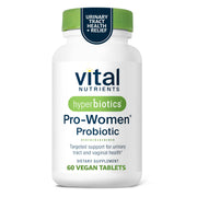 Hyperbiotics Vital Nutrients Pro Women bottle shown for daily probiotic support in women's health.