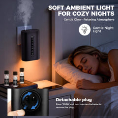 HZQVA Smart Plug-in Scent Diffuser Set digital timer display enables scheduled fragrance.