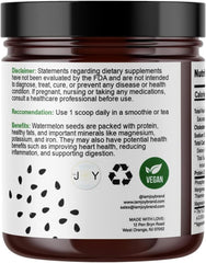 I Am Joy Co. Watermelon Seed Protein Powder ingredients panel highlights minerals