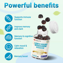 I LOVE HEALTH Lion's Mane gummies close-up showing texture and appeal