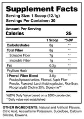 I-Prevail Supplements Fiber serving scoop showing convenient 8g dose for digestion.