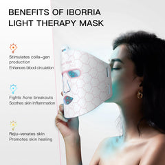 IBORRIA red-light mask back view highlights breathable materials.