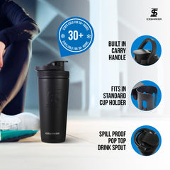 Ice Shaker 26oz bottle odor-resistant stainless steel for fresh-tasting drinks.