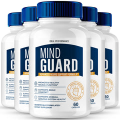 IDEAL PERFORMANCE Mind Guard capsules closeup showing premium formula for focus support.