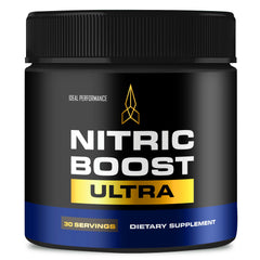 IDEAL PERFORMANCE Nitric Boost Ultra Purple Powder tub for energy support during workouts.