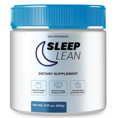 IDEAL PERFORMANCE Sleep Lean Powder tub showing all-natural formula for a calm evening.