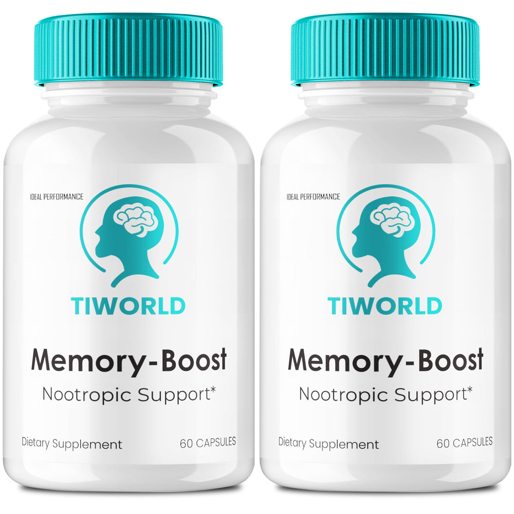 IDEAL PERFORMANCE Tiworlde Memory Boost capsules on countertop, supporting daily brain focus.