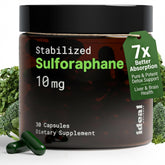 Ideal Wellness sulforaphane 10mg bottle pour showing detox support in a modern bottle