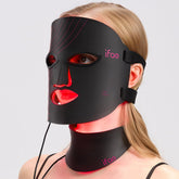 IFAE red light mask on the face with seven colors for at-home skincare sessions.
