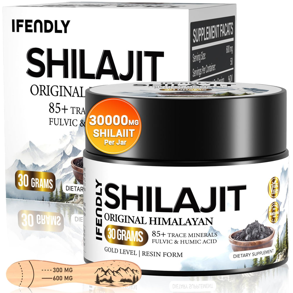 Ifendly Shilajit resin bottle showcases pure gold-grade resin for daily vitality.