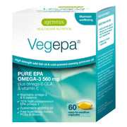 Igennus Vegepa bottle and capsules shown for omega-3 and evening primrose oil support
