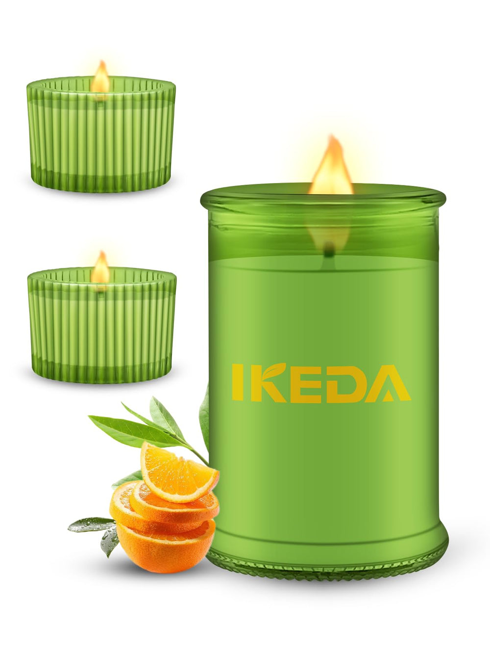 Ikeda Scented Candles Set Citrus Tea small candle close-up for calming evenings.