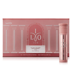 ILO Type 1 liquid collagen bottle front showing orange flavor and compact packaging.