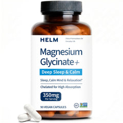 Helm Nutrition Pure Magnesium Glycinate 350mg — Sleep, Stress & Muscle Support | 90 Vegan Capsules