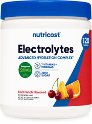 Nutricost Electrolyte Complex Powder (Fruit Punch) — Hydration Drink Mix with Vitamins & Minerals (120 Servings)