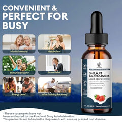 iMATCHME Shilajit liquid drop ingredients on a board for wellness