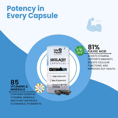 Close-up of iMeMyself Shilajit Capsules showing easy-to-swallow form.