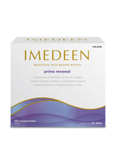 Imedeen Prime Renewal bottle label highlighting collagen support for mature skin.