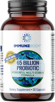 ImmuneBody bottle cap image showing daily probiotic capsule for gut support.