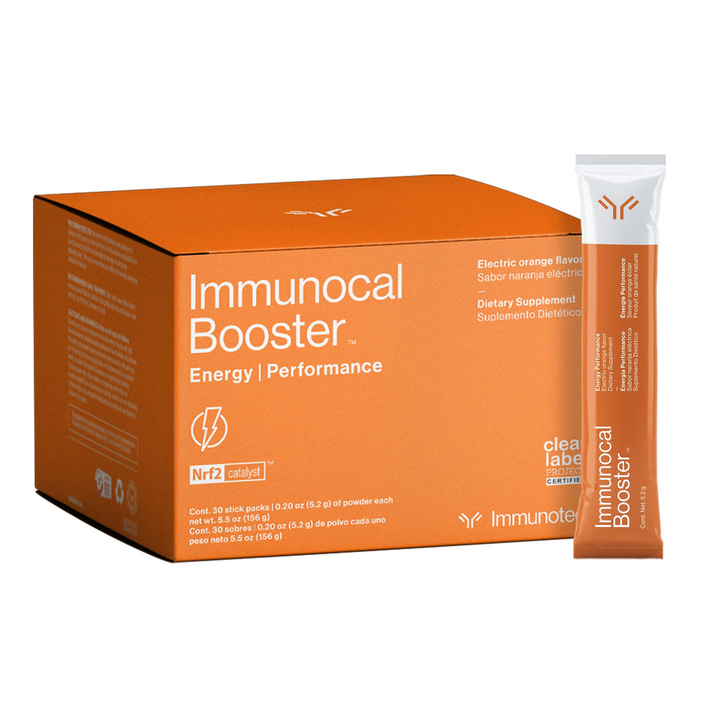 Immunocal Booster Energy bottle pouring, quick clean energy support for your day.