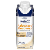 Impact Advanced Recovery Drink vanilla bottle highlights arginine and omega-3 for potential recovery support