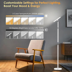 Incolumitas Floor Sun Lamp remote with magnetic dock keeps controls handy.