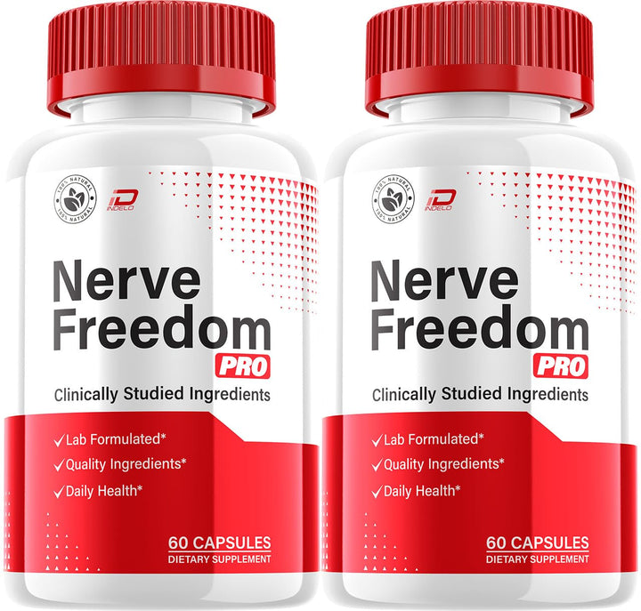 Indelo Nerve Freedom Pro bottle shown for easy daily nerve support.