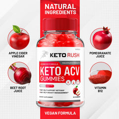 Indelo Rush Keto ACV Gummies bottle close-up highlights label and 1000mg formula.