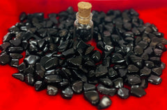 Natural crushed Black Agate pieces from Indian Consigners for display and crystal grids.