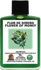 INDIO Flor De Dinero oil bottle for rituals and meditation sessions.