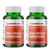 INFINITE AGE sea moss bottle front view highlighting convenient daily wellness support.