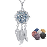 INFUSEU Dreamcatcher necklace diffuser with lava stone pendant for essential oils