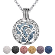 INFUSEU Sakura Tree aromatherapy necklace pendant with lava stones for personal scent diffusion.