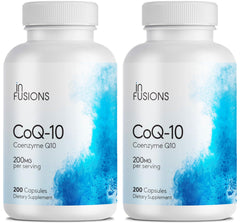 Infusions International CoQ10 200mg bottle front with clean branding and daily-use implications