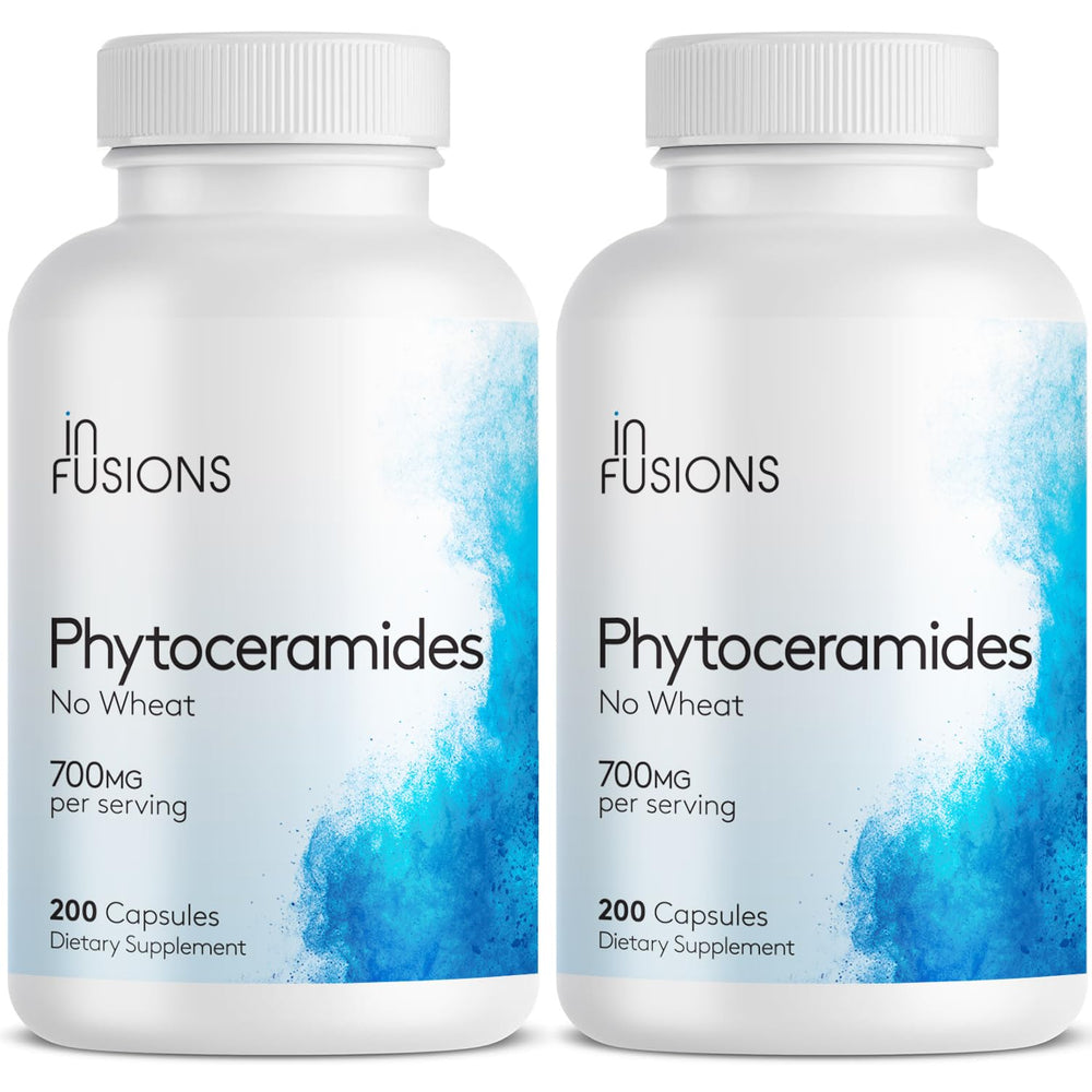 Infusions International Phytoceramides bottle closeup highlighting plant-derived ceramides for skin support